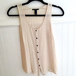XXI Peachy Cream Button Down Tank Top